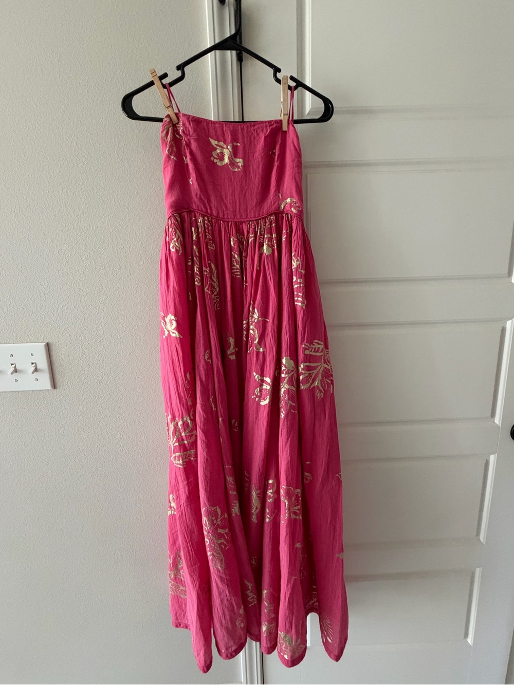 Women’s Free People strapless Pink Floral Foil Maxi Dress